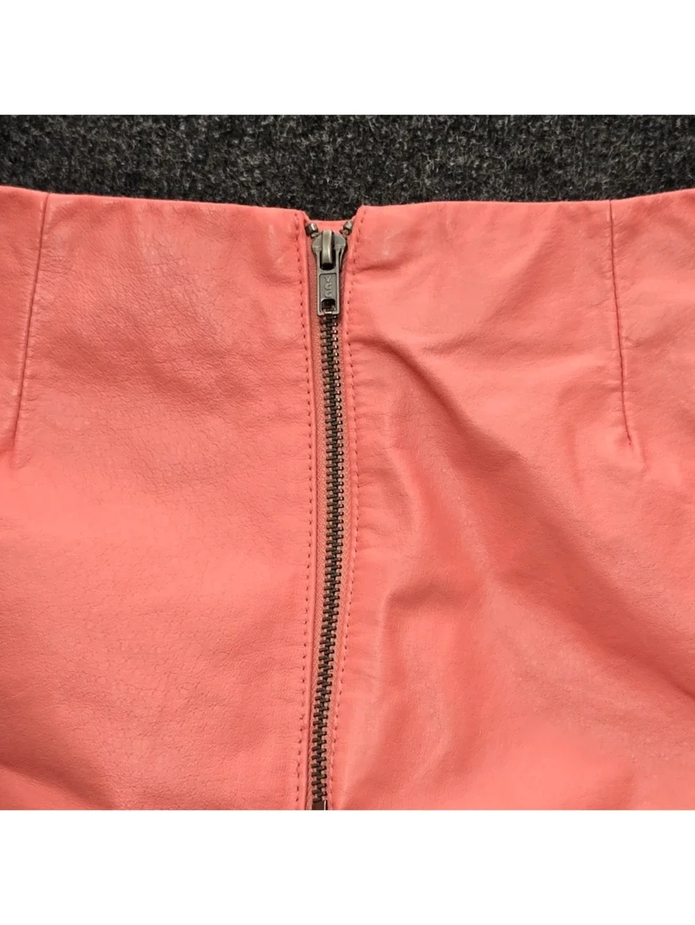 Warehouse Pink Real Leather Mini Skirt Womens 4 US 8 UK Pastel Coquette Zip Back